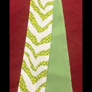 Coach Green & White Patterned Silk Scarf Wrap